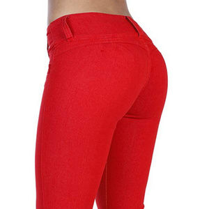 Red Butt-Lifting Skinny Jeans High-Rise Waist